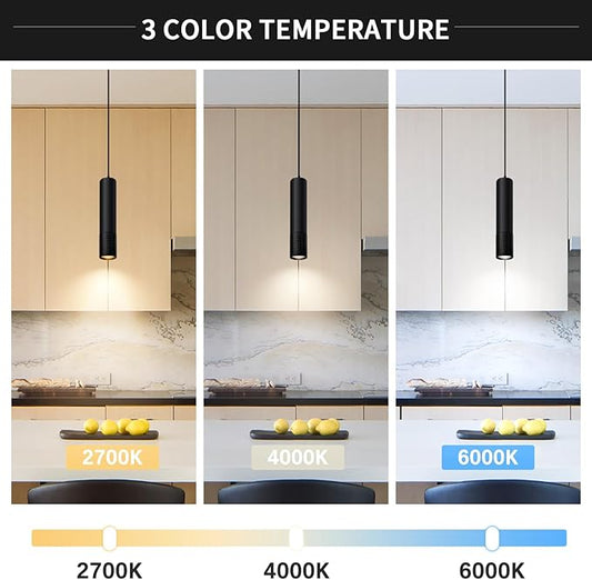 OKELI Black Pendant Light,LED Modern Pendant Lights Fixtures,3 Color Pendant Lighting for Kitchen Island,Bar,15W,2700K-6000K,ETL,3Pack