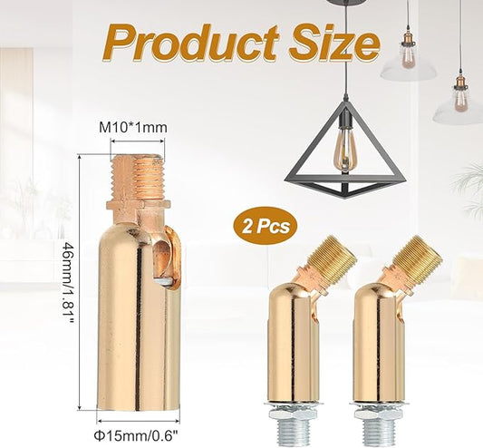 MECCANIXITY Sloped Ceiling Adapter, 180 Degree 46x15mm M10 Fine Thread Sloped Ceiling Light Fixture Adapter Kit for Ceiling Pendant Light Chandelier Track Suspend(Gold, Pack of 2)