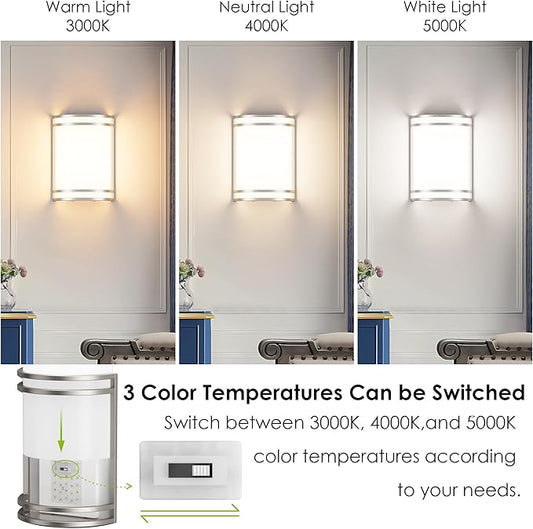 Aipsun Modern Wall Sconces 15W LED Indoor Hardwired Dimmable 3000K 4000K 5000K Wall Lights for Living Room Hallway Bedroom (Brushed Nickel)