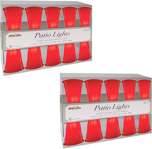 Brite Star 11ft Red Party Cup String Light Set - Christmas Party Decor, College Graduation Party, Dorm Beer Pong - 10 Lights, Novelty String Lights Room Decor