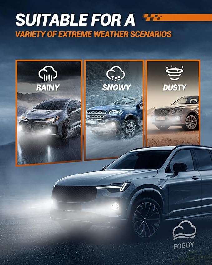 SEALIGHT 880 LED Fog Light Bulbs, 14000LM 600% Super Brightness 885 893 899 880 LED Fog Lights Bulb 6500K Cool White, Ultra-High Heat Dissipation Performance, Non-polarity, Plug and Play, Pack of 2