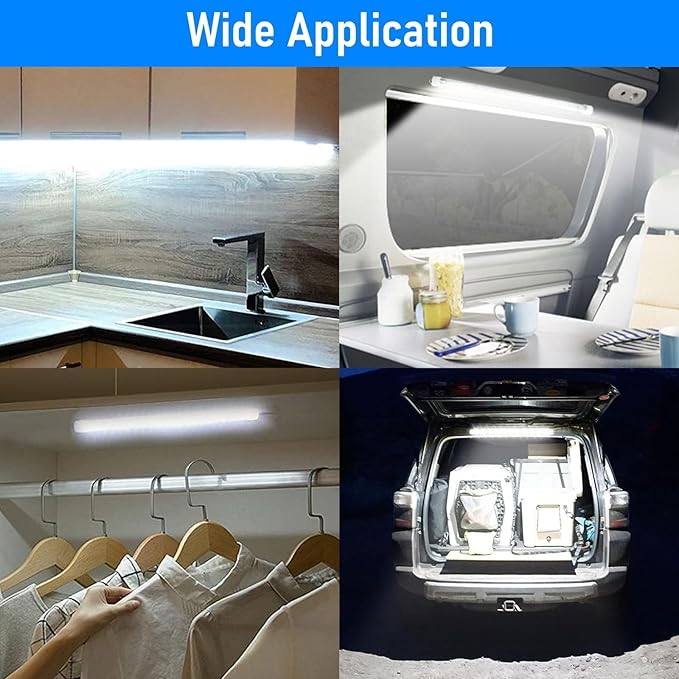 Linkstyle 2PCS 12V Interior LED Light Bar, 48 LEDs Slim Light Strip with Switch, 6500K White Lighting Lamp for Car Truck RV Van Trailer Boat