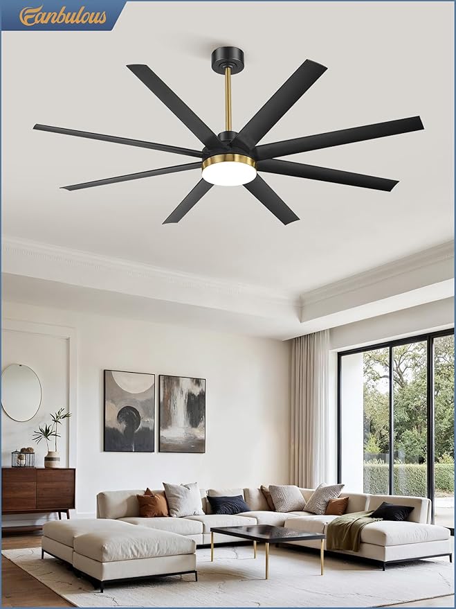 Fanbulous 65 Inch Large Ceiling Fans with Lights, Black Ceiling Fan with Remote Control, Dimmable, 3CCT, Quiet, Modern Ceiling fan For Living Room, Bedroom, Kitchen, Patio, Outdoor