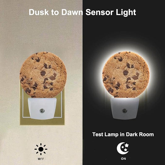 Food Decorative Night Light Chocolate Chip Cookie Funny Dessert Plug-in Nightlight Energy Saving 0.5W LED Lighting for Boys Girls Men Women
