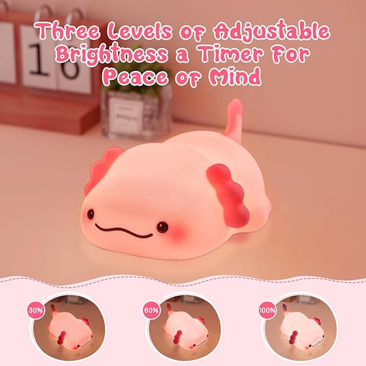 SeaShine Axolotl Night Light for Kids,Animal Silicone Nursery Night Lamp, Rechargeable Table Lamp Bedside Lamp,Cute Room Decor Light for Bedroom,Living Room,Dining,Desk Decorations,Gift