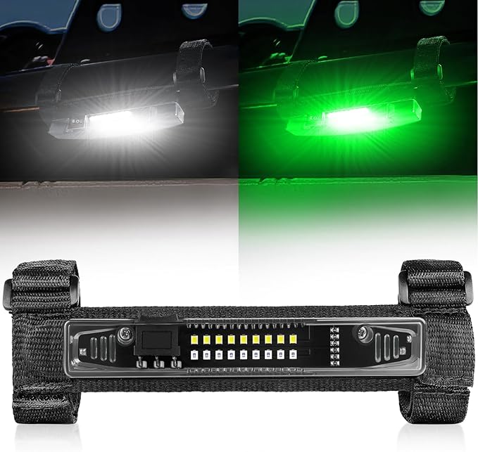 UTV Interior Light Universal Roll Bar Mount UTV Dome Light Utility Roll Cage Courtesy Lights for Polaris RZR ATV Can-Am Kawasaki Trucks Car Off Road Golf Cart - White/Green