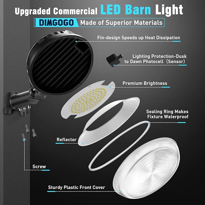 150W LED Barn Light, 20000LM Dusk to Dawn Outdoor Yard Light with Photocell, IP66 Waterproof, 1200W MH Equivalent, Aluminum Housing Security Flood Lighting for Outside Area Lights Use, 2 Pack