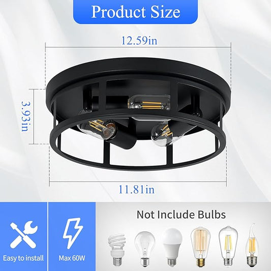 SKEJAO Ceiling Light Fixture,Black Flush Mount Ceiling Light,13 Inch Hallway Light fixtures Ceiling,Light Fixtures Ceiling Mount for Farmhouse,Kitchen (2, 13 inch)