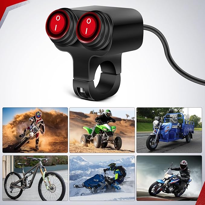 Nilight Motorcycle Handlebar Switch Plug and Play 12V ATV Light Switches Dual Push Button Waterproof ON Off for UTV Driving Lights Fits 22mm Handlebars