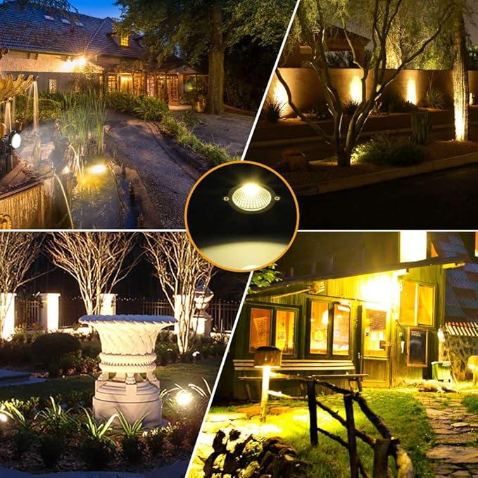 Romwish LED Landscape Spotlight 10W, Outdoor Landscape Lighting 120V Plug-in, 1100LM Waterproof LED Landscape Lights, Landscape Spot Lights for Yard, Garden, Tree, Driveway, 3000K Warm White-6 Pack
