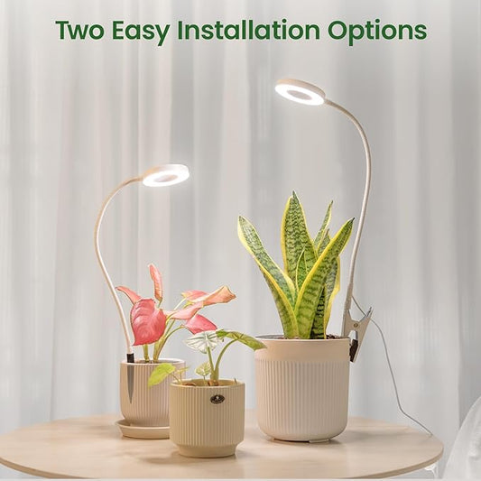 LORDEM Grow Lights for Indoor Plants, 2 in 1 Full Spectrum Plant Light with 360° Gooseneck, 48 LEDs, Auto Timer 6/8/12/16H, 3 Lighting Modes,5 Brightness Levels for Small Plants, 3 Pack White