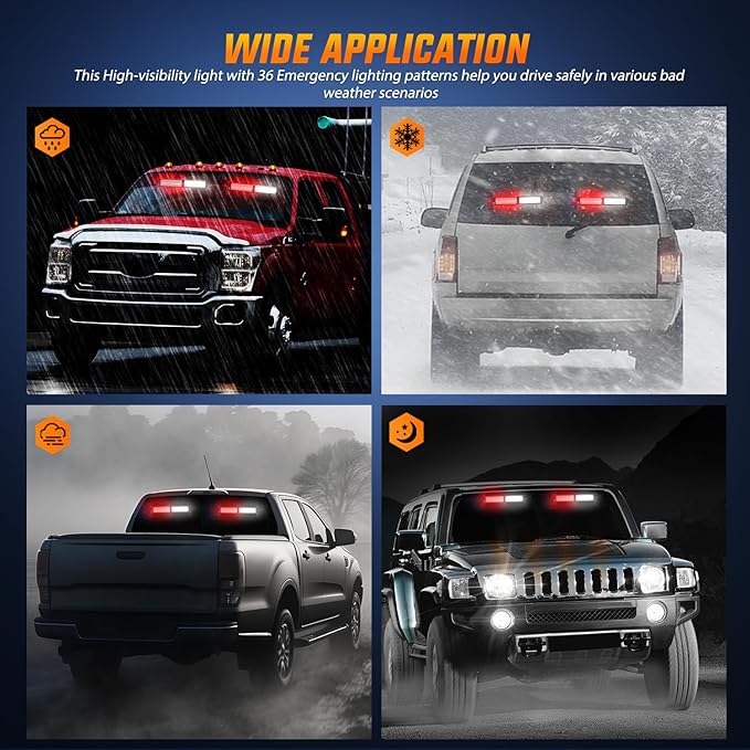 Nilight 40LED Red White Emergency Strobe Traffic Advisor Light Bar with Suction Cups Dash Safety Warning Hazard Flashing Lights Interior Front/Rear Windshield for Trucks Construction Vehicles