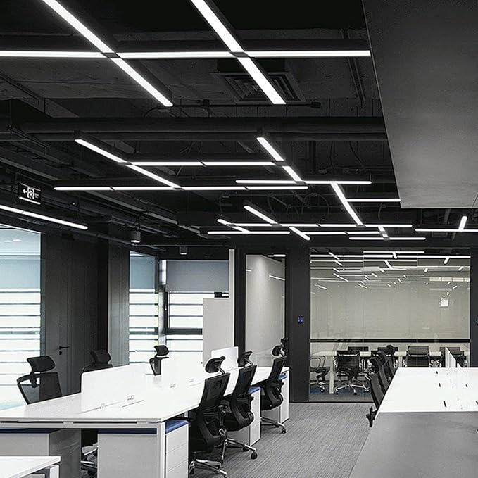 4FT LED Linear Light Fixture, 4CCT 50W 3500K/4000K/5000K/6500K CCT Selectable, Dimmable Architectural LED Suspension Commercial Shop Lighting Fixture for Office, ETL Listed, 4 Pack