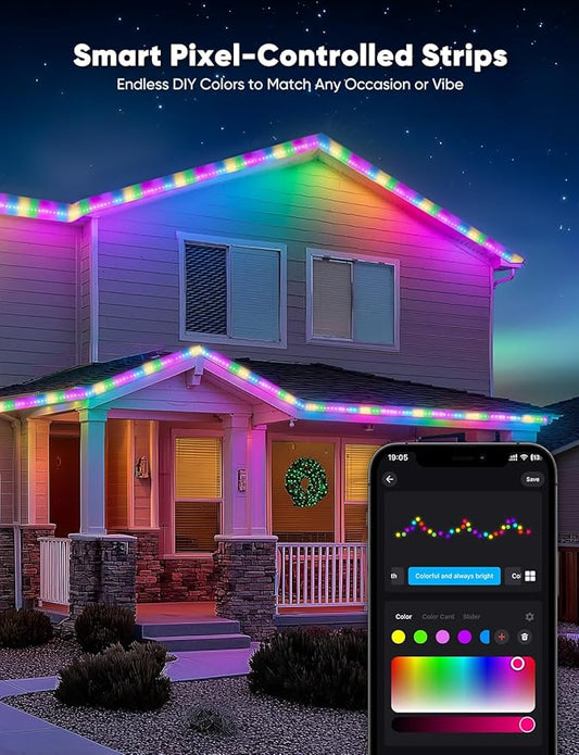 GZBtech RGB+IC+CCT LED Strip Lights 16.4FT/5M, Outdoor Color Chasing Festival Light with Warm&Cold White, Dimmable IP65 Waterproof LED Christmas/Halloween Lighting for Party, Patio, Garden, ETL Listed