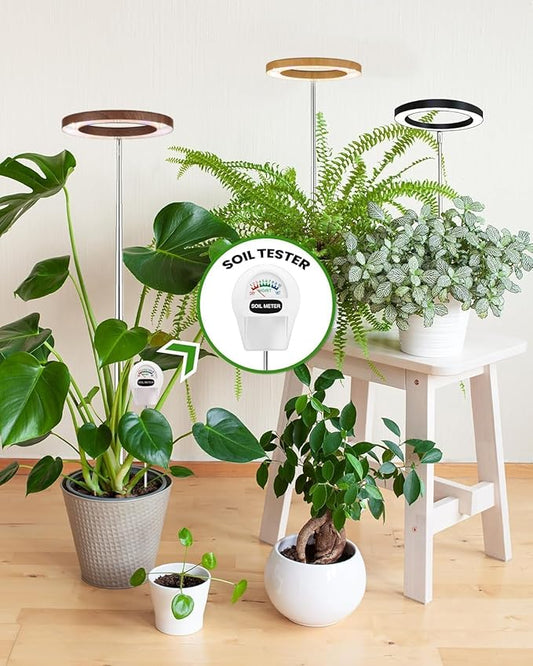 yadoker Plant Grow Light, LED Growing Light Full Spectrum for Indoor Plants, Paired with a Soil Tester,Height Adjustable, Automatic Timer, 5V Low Safe Voltage,Idea for Large Plant Light