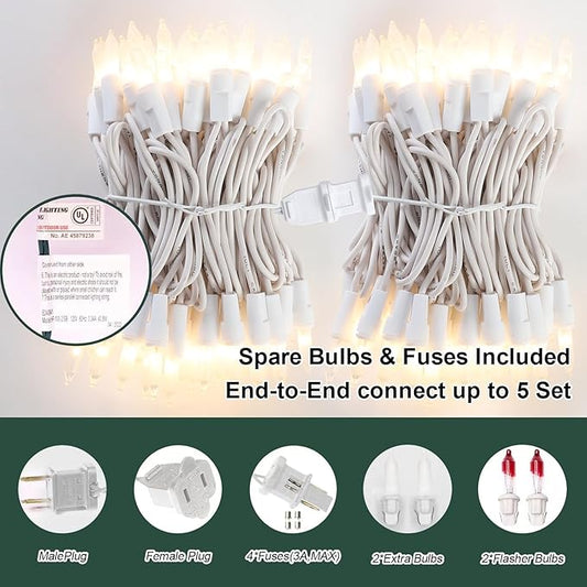 LAMPHOME 100 Count White Frost Christmas Lights,Mini Clear Lights 21ft White Wire Christmas Tree String Lights Set for Outdoor Indoor Christmas Decorations Wedding Decorations Valentines Day Decor