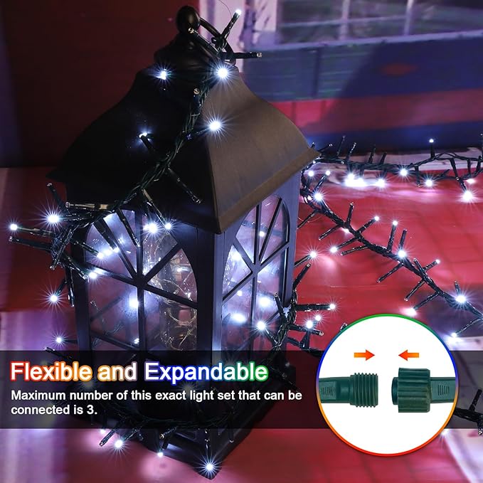 LAMPHOME 500 LED White Christmas String Lights, Plug in Twinkle Fairy Lights with 8 Modes & Timer, Waterproof Connectable Lights for Indoor Outdoor Home Party Wedding Bedroom Tree Decoration