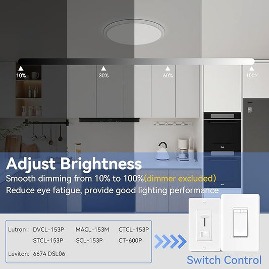 hunhun 4 Pack12 Inch Dimmable LED Flush Mount Ceiling Light Fixture 28W 3200LM 5 Color Temperature in One 3000K to 6000K Super Slim Round Flat Ceiling Lamp for Living Bedroom Kitchen Laundry White
