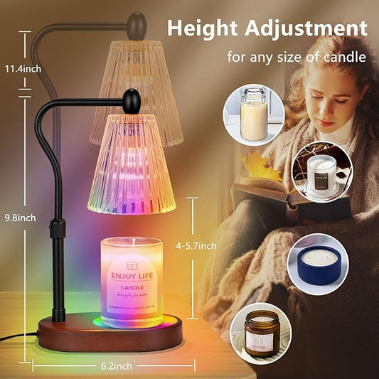seenlast Candle Warmer Lamp with 8 Colors LED Changing,with Timer Dimmer Adjustable Height,Mothers Day Gifts,Vintage Home Decor