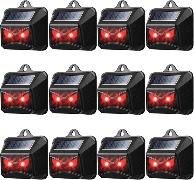 Solar Control Light Nocturnal Animal Repeller Outdoor Deterrent Devices Light Sensor Animal Repellent for Skunk Deer Coyote Fox Raccoon Cat Garden Yard Farm Chicken Coop (12, Black)