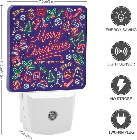 Merry Chrismas Night Light, Plug into Wall Decor Nightlights for Bedroom, Bathroom, Hallway, Kitchen, with Dusk to Dawn Light Auto Sensors LED Night Lights for Boys Girls Women Men Room Gifts