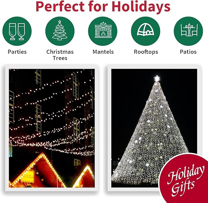 LAMPHOME 66ft Christmas Decorative Mini Lights,200 LED Transparent Wire Fairy Starry String Lights Plug in, 16 Lighting Modes, for Indoor Outdoor Xmas Tree Wedding Party Decoration (White)