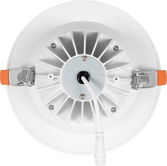 Maxxima 6” Ultra-Thin Recessed Anti-Glare LED Downlight, Canless IC Rated, 1200 Lumens, 5 CCT Select 2700K/3000K/3500K/4000K/5000K, Dimmable, White Trim Black Baffle, 90 CRI, Slim J-Box Included