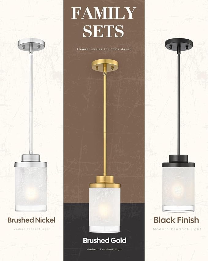 TENGXIN Modern Pendant Light for Kitchen Island, 6-Inch Brushed Gold Hanging Ceiling Light Fixture,Farmhouse Pendant Lighting for Dining Room Bedroom Bar Office