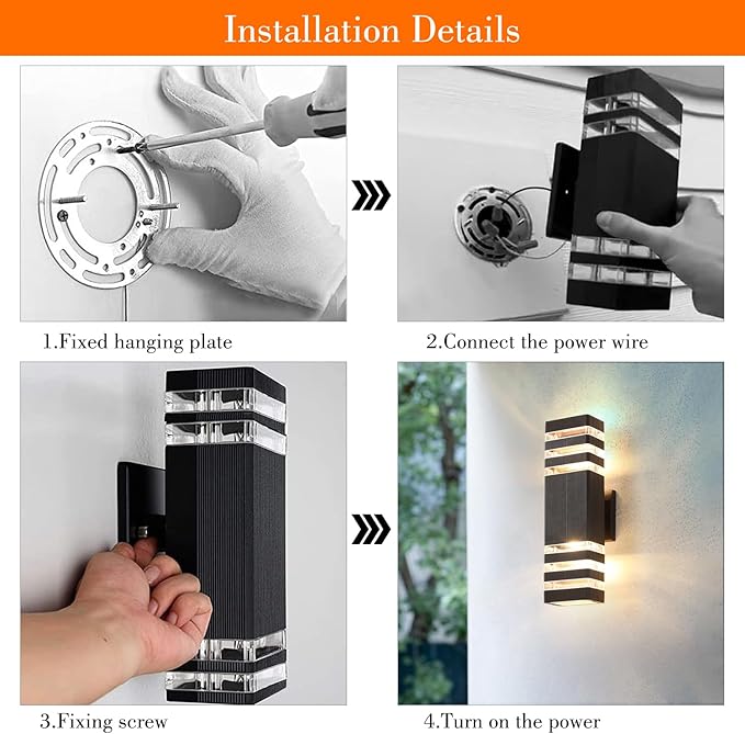 4 Pack Square Up and Down Lights Outdoor Light Fixture,14W IP65 3000K 1100LM Warm White,Porch Lights Outdoor, Aluminum Outdoor Sconce Lights,Exterior Lights for House Porch Garage