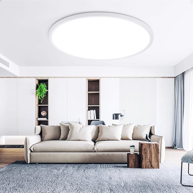 24 Inch Dimmable Ceiling Light Flush Mount 54W Remote Control LED Fixture 5400LM 3000K-6500K Adjustable Round Bright Lamp for Bedroom Kitchen Living Room Dining Bathroom White