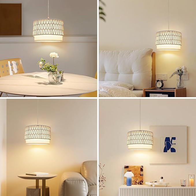 Plug in Hanging Lamp with RGB Smart Bulb Plug-in Cord Pendant Light with 15ft Cord Fixture Pendant Lights for Bedroom Kitchen Living Room Dining Room
