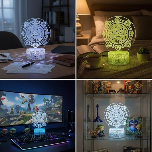 3D Night Light, 16 Color Changing Cartoon USB Desk Lamp, Crest of Hyrule Illusion Lighting with Remote Control for Home Decor Gift for Kids. (6)