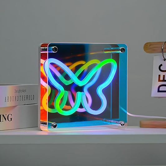 Light Up Your World! Wireless Express Neon Art Signs (5 Unique Styles) - Desktop & Wall Décor. Perfect for Bedrooms, Dorm Rooms, Office (Butterfly 3D)