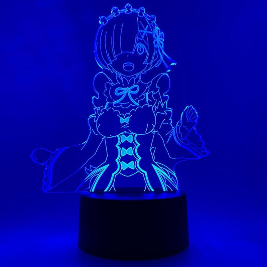 Otaku Lamps Rem - Re:Zero (Starting Life in Another World) – Anime Night Light, 16 Color RGB LED – Gift for Otaku