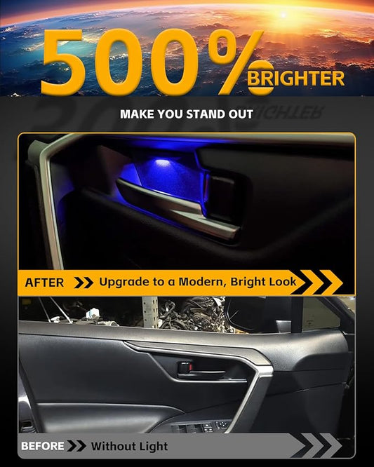 LED Lights Inner Door Handle for Toyo-ta RAV4 2019-2025, Blue Light Bowl Mood Lighting, RAV4 Accessories Decorative Interior Lamp, 4PCS
