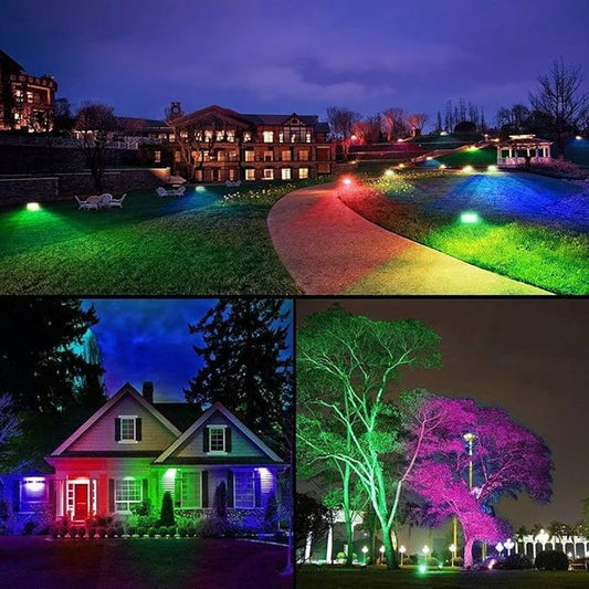 Led Flood Light 30W, 300W Equivalent 3000 LM Outdoor Color Changing Led Stage Landscape Lights, Bluetooth RGBW Smart Floodlights 2700K & 16 Million Colors&Timing& Music Sync, IP66,US 3-Plug (2 Pack)