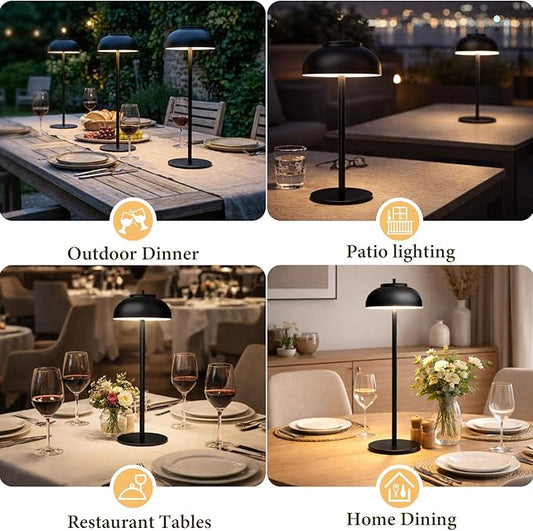 2 Pack Led Cordless Table Lamps Rechargeable,Table Lights Battery Operated-IP65 Waterproof-for Outdoor Patio/Restaurants/Home/Dinner/Table Lighting-Touch Control & Dimmable