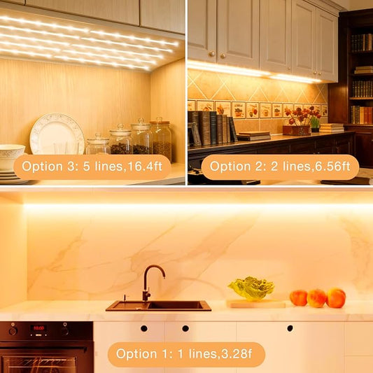 DAYBETTER Under Cabinet Lighting Kit,10 PCS Under Cabinet Lights,2700K-6500K Tunable White LED Strip Lights with APP,Power Adapter,Dimmable LED Lights for Kitchen Cabinets,Shelf,Desk,Counter,16.4ft