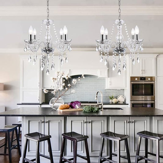 MALOSA Clear Crystal Chandeliers,Vintage Small Chandelier,Glass Mini Chandelier for Dining Room,Girls Bedroom,Living Room,Closet,Wedding Decoration