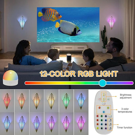 Modern Battery Operated Wall Sconces Set of Two, Simple Creative Wall Lamp Art Deco Lighting Fixture with Remote Control, RGB Dimmable Led Wall Light for Bedside Bedroom Living Room (Gold)