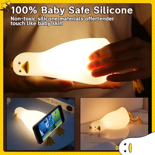 Cute Duck Night Light: LED Baby Silicone Duck Lamp - 7 Colors Kids Night Lamp - Rechargeable Nursery Nightlight - Timer Function Bedside Lamp - Cute Bedroom Décor - Gifts for Children