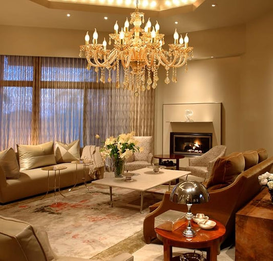 18-Light Crystal Chandeliers Luxurious K9 Crystal Candle Pendant Lamp Ceiling Lighting for Dining Living Room Bedroom Hallway Entry (18 Lights)
