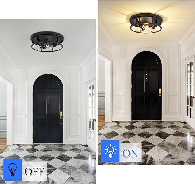 SKEJAO Ceiling Light Fixture,Black Flush Mount Ceiling Light,13 Inch Hallway Light fixtures Ceiling,Light Fixtures Ceiling Mount for Farmhouse,Kitchen (1, 13 inch)