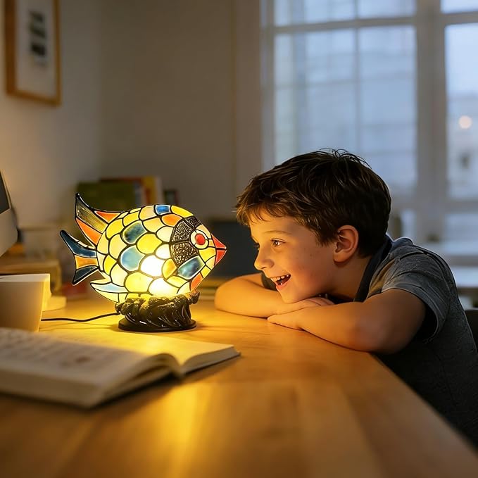 Fish Lamp Home Decor, Ocean Decorations Resin Colorful Fish Table Lamps for Bedroom Living Room Nursery Office, Whimsical Animal Desk Lamp, Birthday Gifts for Girl Mother Grandmother Woman.