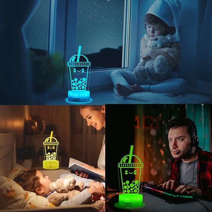 Boba Lamp, Boba Gifts, Boba 3D Night Light with Remote Control, 16 Color Changing, Timer, RGB Flashing Mode, Dimmable - Boba Gifts for Boys & Girls