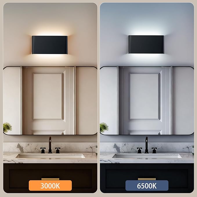 4 Pack Modern LED Wall Sconces, 15W Black Up and Down Wall Lights Indoor, 5 CCT Adjustable (3000K-6500K) Hardwired Decorative Wall Lamp for Hallway, Bedroom, Living Room, Stairwell