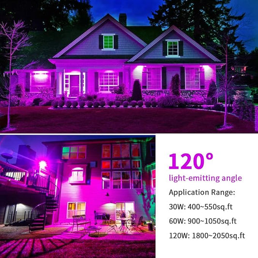 4 Pack 30W Black Light, Blacklight Flood Light with Plug & Switch, IP66 Waterproof Outdoor Black Light Spotlight for Dance Party Fluorescent Poster Body Paint Neon Glow in The Dark Stage Lighting