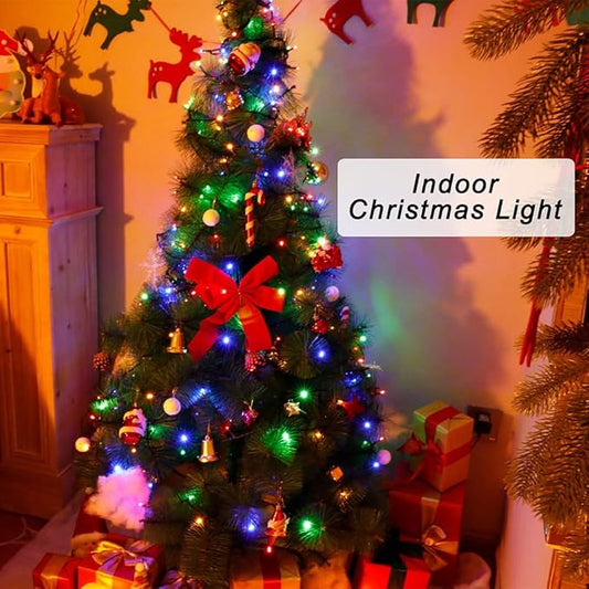 Pooqla Colorful Christmas Lights, 200 LED 66 ft Holiday String Lights for Indoor Outdoor Decoration, 8 Modes Fairy Lights for Home Yard Patio Wedding Party, Red Green Yellow Blue