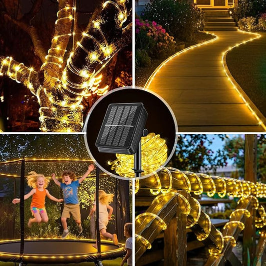 LairtPOW Solar Rope Light Waterproof IP65 39FT 100LEDs Outdoor LED Solar Outdoor Lights for Party Garden Yard Home Wedding Christmas Halloween Holiday Tree Decoration Lighting