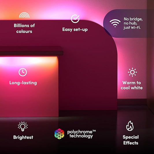 LIFX Supercolor Smart LED Strip Lights 10ft (120" Kit), Color Changing Multizone RGB + Tunable White, 24 Color Zones, 2.4GHz, No Hub, Apple HomeKit, Alexa & Google Home, Music Sync, Dimmable